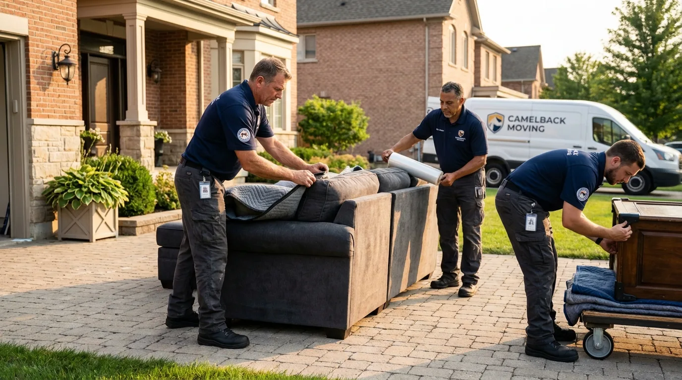 Large estate moving crew wrapping furniture in Martinez, CA